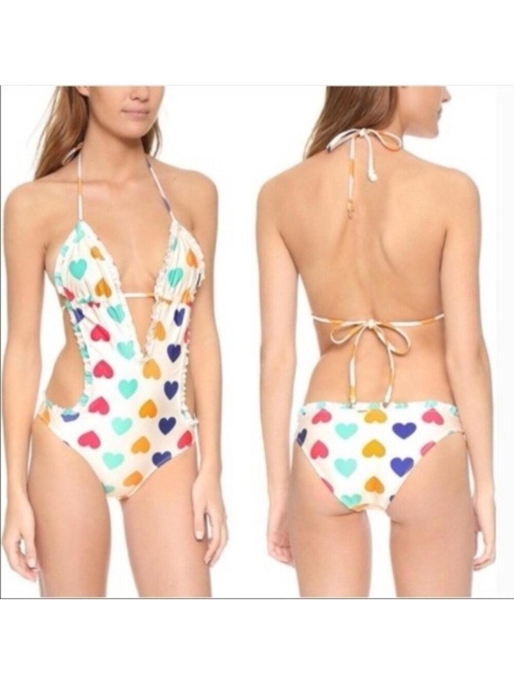 Wildfox Vintage Hearts Monokini One-Piece Swimsuit, Small, $143 NWT, 2360